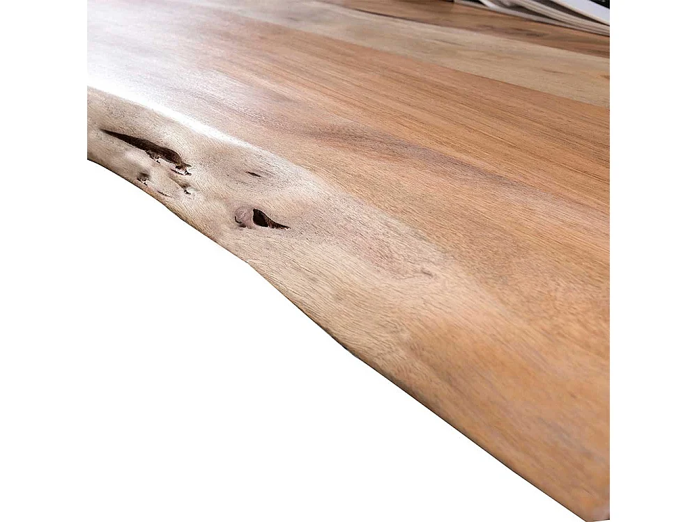 Unikater Tisch aus Akazie Massivholz & Metall Baumkante