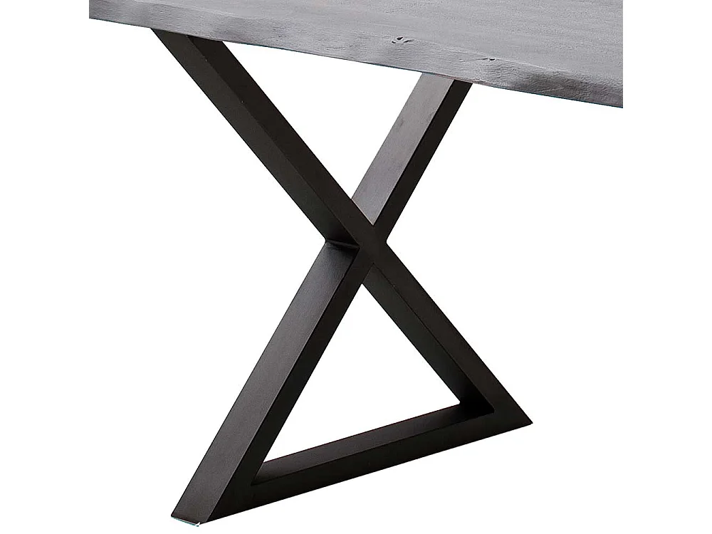 Esstisch Massivholz Esstisch in Akazie Grau mit X Gestell