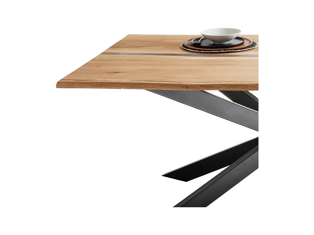 Esszimmertisch Echtholztisch in Wildeichefarben mit Sterngestell