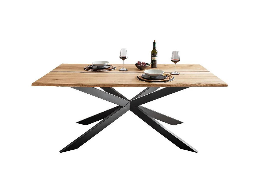 Esszimmertisch Echtholztisch in Wildeichefarben mit Sterngestell