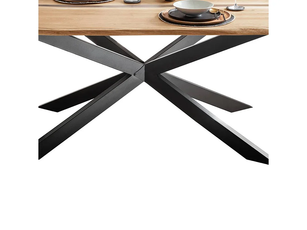 Esszimmertisch Echtholztisch in Wildeichefarben mit Sterngestell