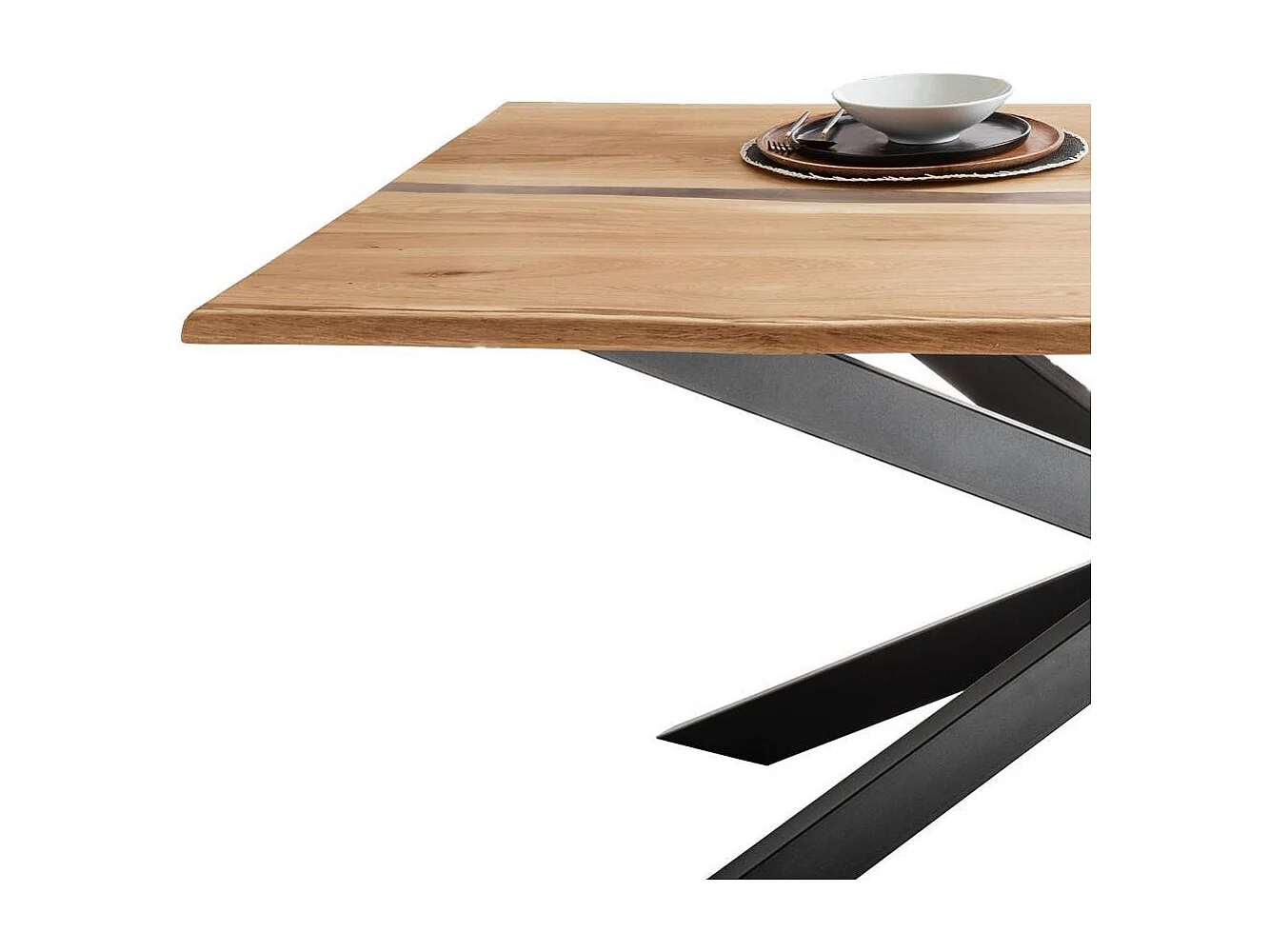 Esszimmertisch Echtholztisch in Wildeichefarben mit Sterngestell