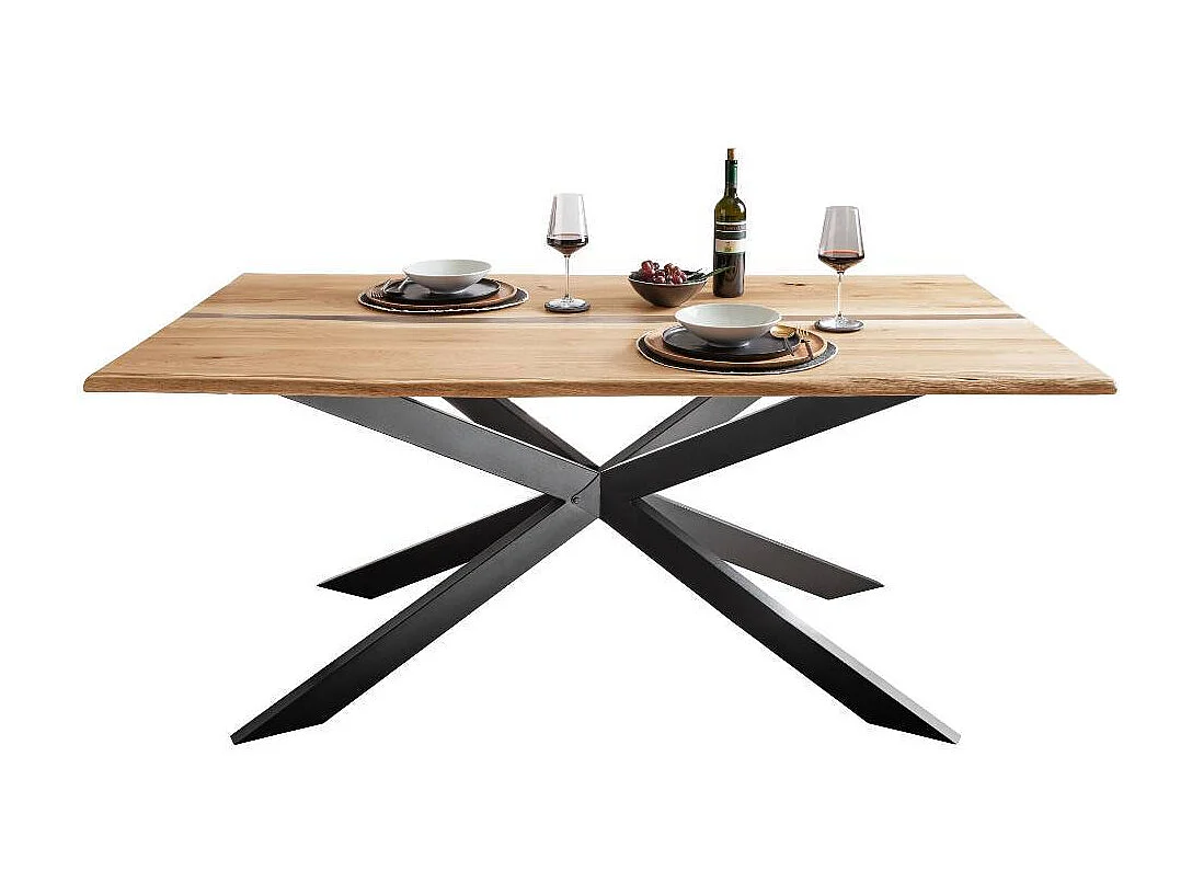 Esszimmertisch Echtholztisch in Wildeichefarben mit Sterngestell