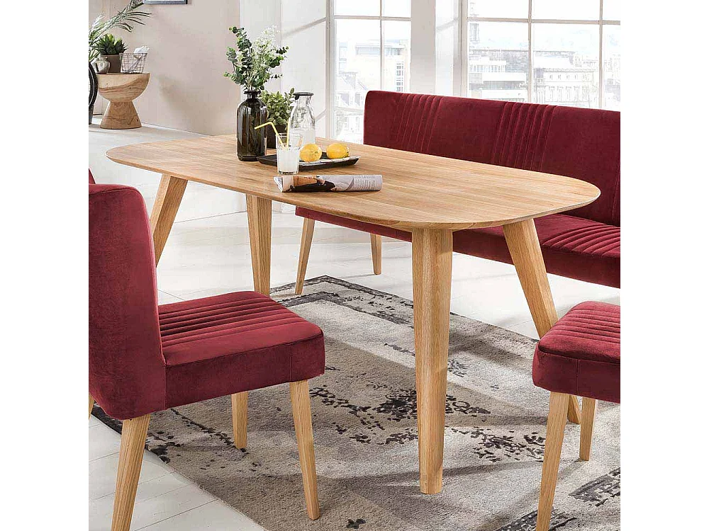 Massivholztisch aus Eiche natur geölt oval