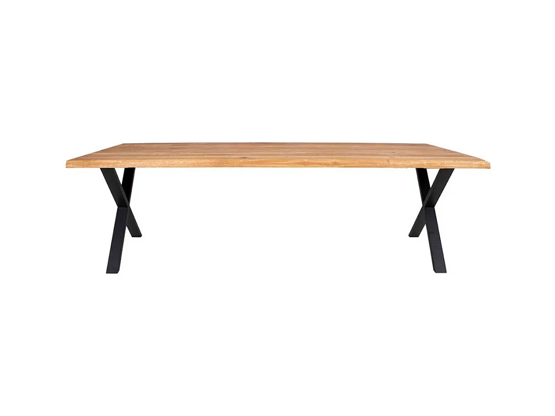 Tisch Massivholz in Eichefarben und Schwarz X Gestell