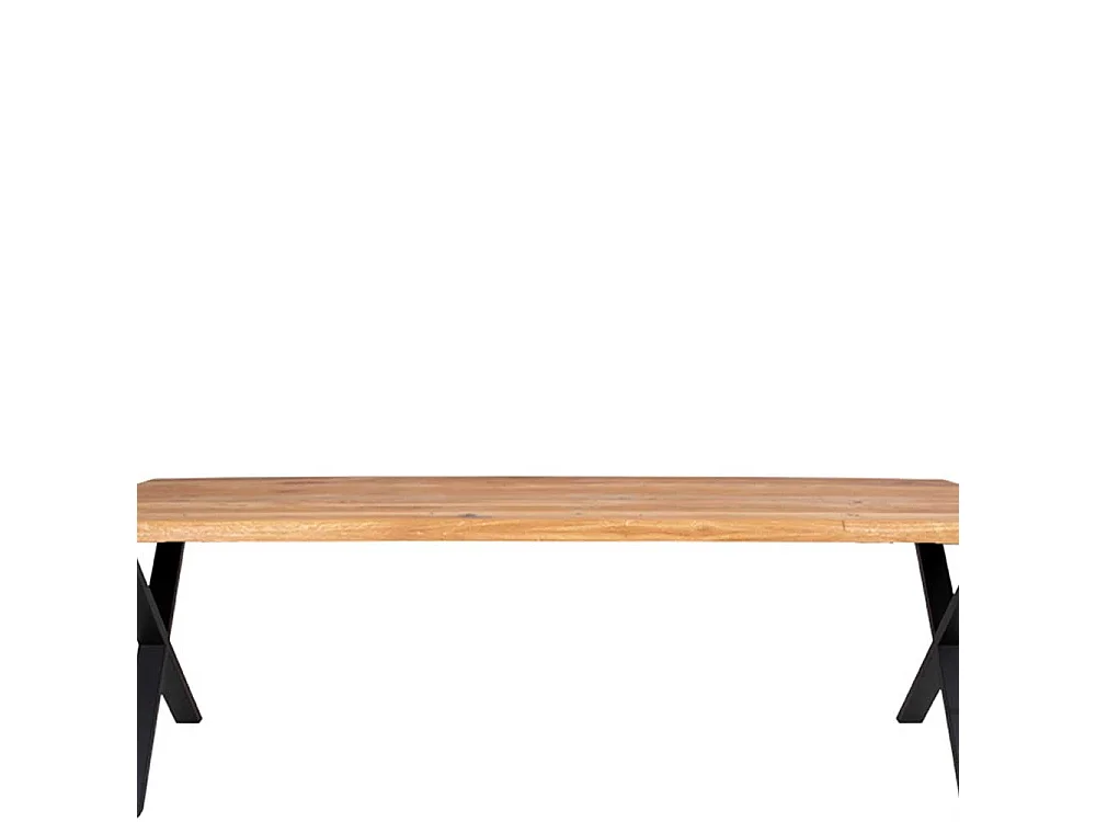 Tisch Massivholz in Eichefarben und Schwarz X Gestell