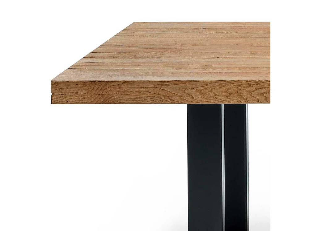 Holz Esstisch aus massiv Wildeiche geölt Bügelgestell