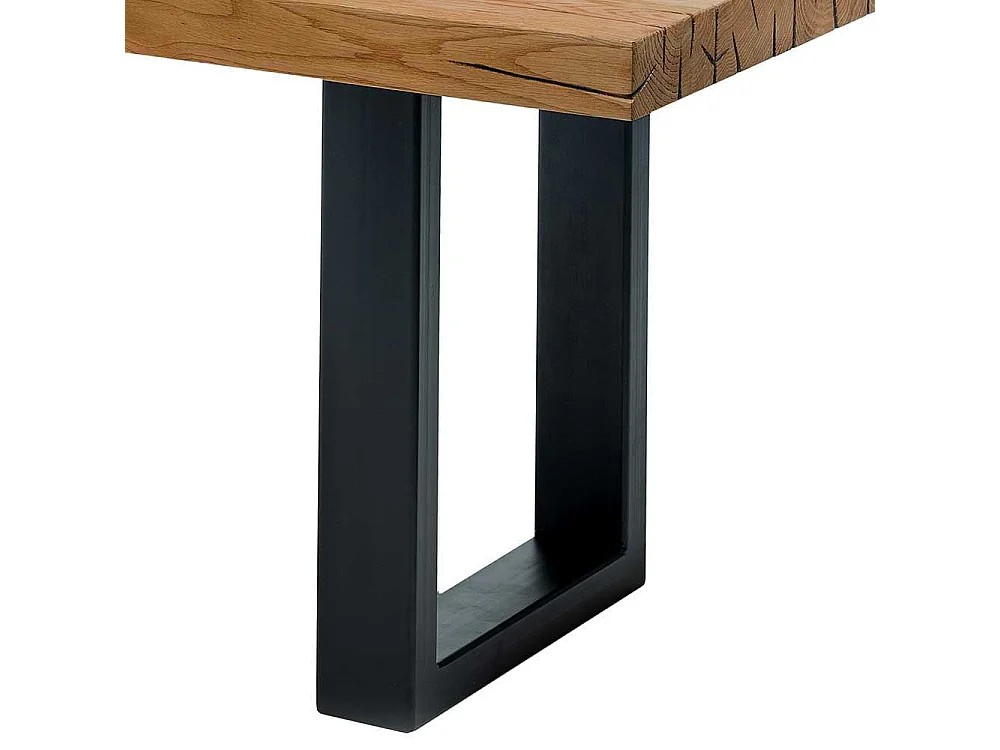 Holz Esstisch aus massiv Wildeiche geölt Bügelgestell