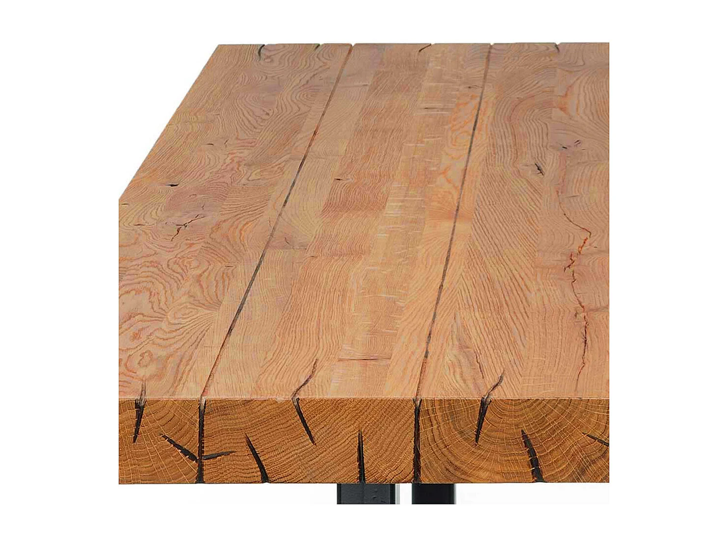 Holz Esstisch aus massiv Wildeiche geölt Bügelgestell