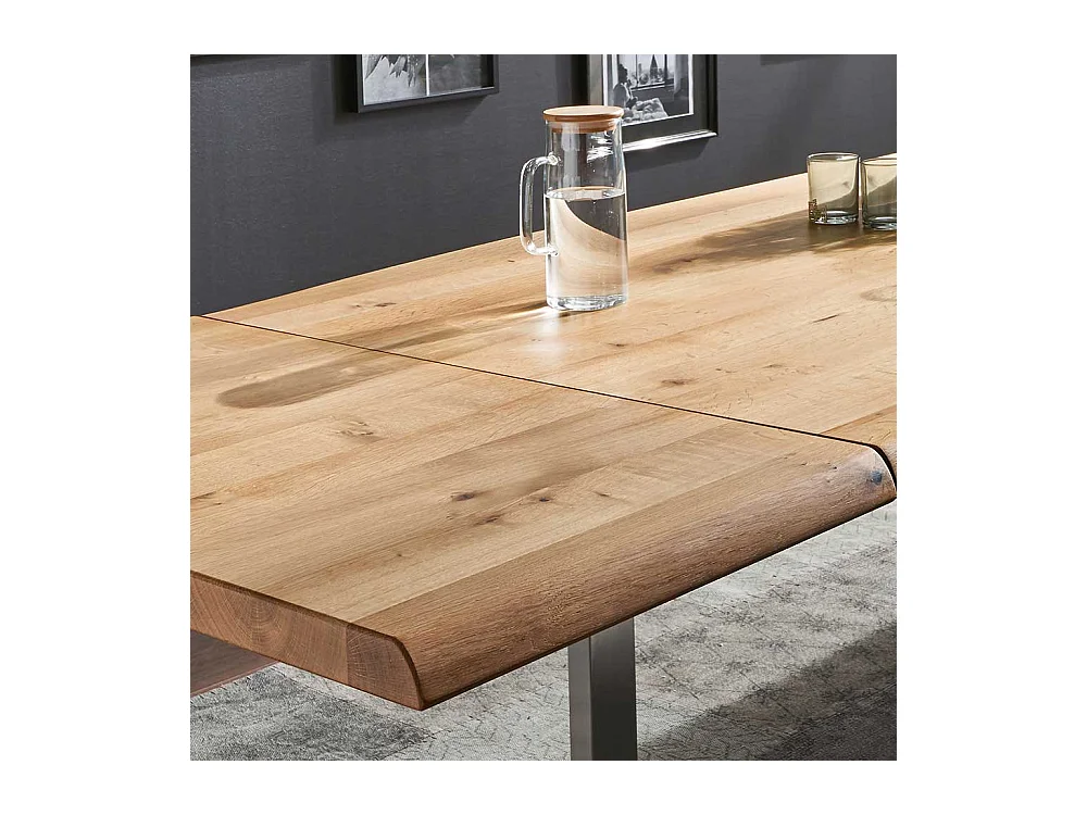 Esstisch aus Wildeiche Massivholz und Stahl Loft Design