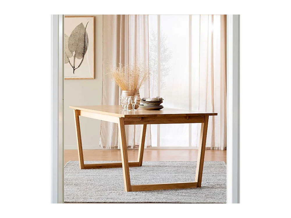 Esstisch aus Eiche lackiert mit Echtholzfurnier Bügelgestell