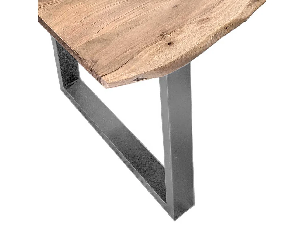 Moderner Baumkantentisch aus Akazie Massivholz Eisen