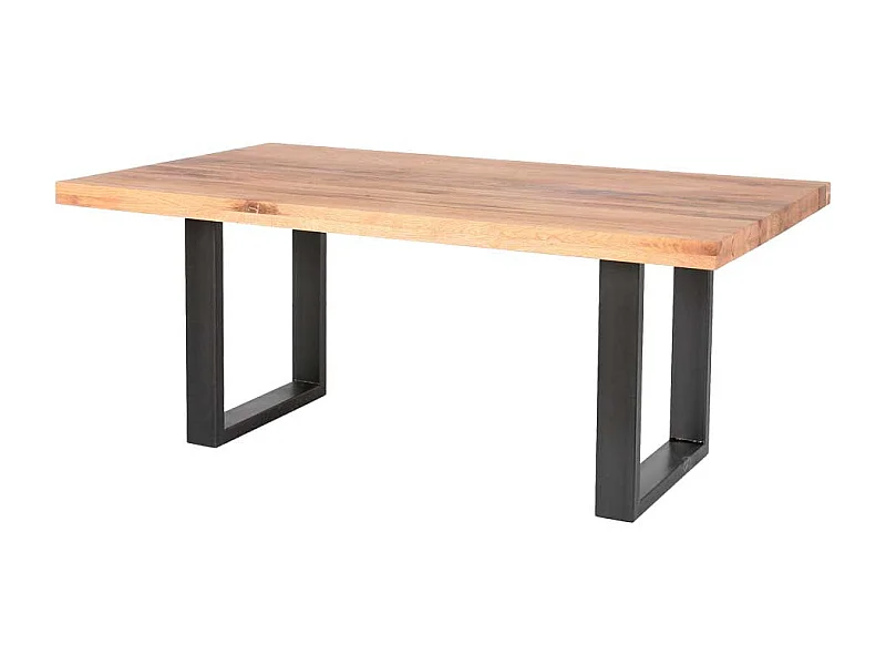 Esstisch aus Balkeneiche massiv Metallgestell