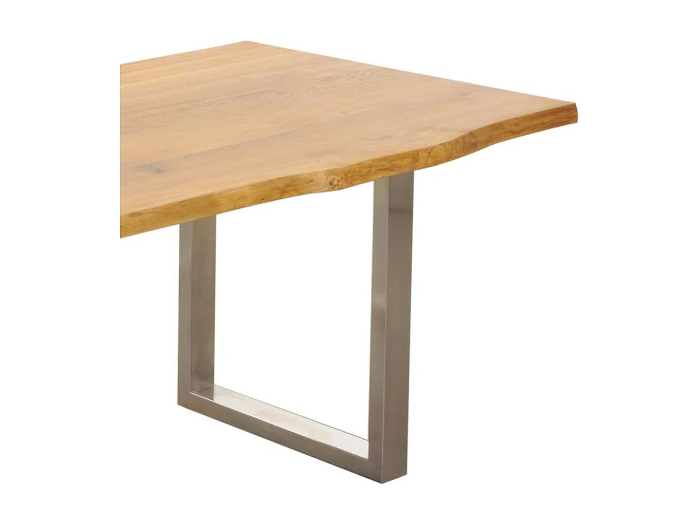 Esszimmertisch mit Baumkante Wildeiche massiv Metall