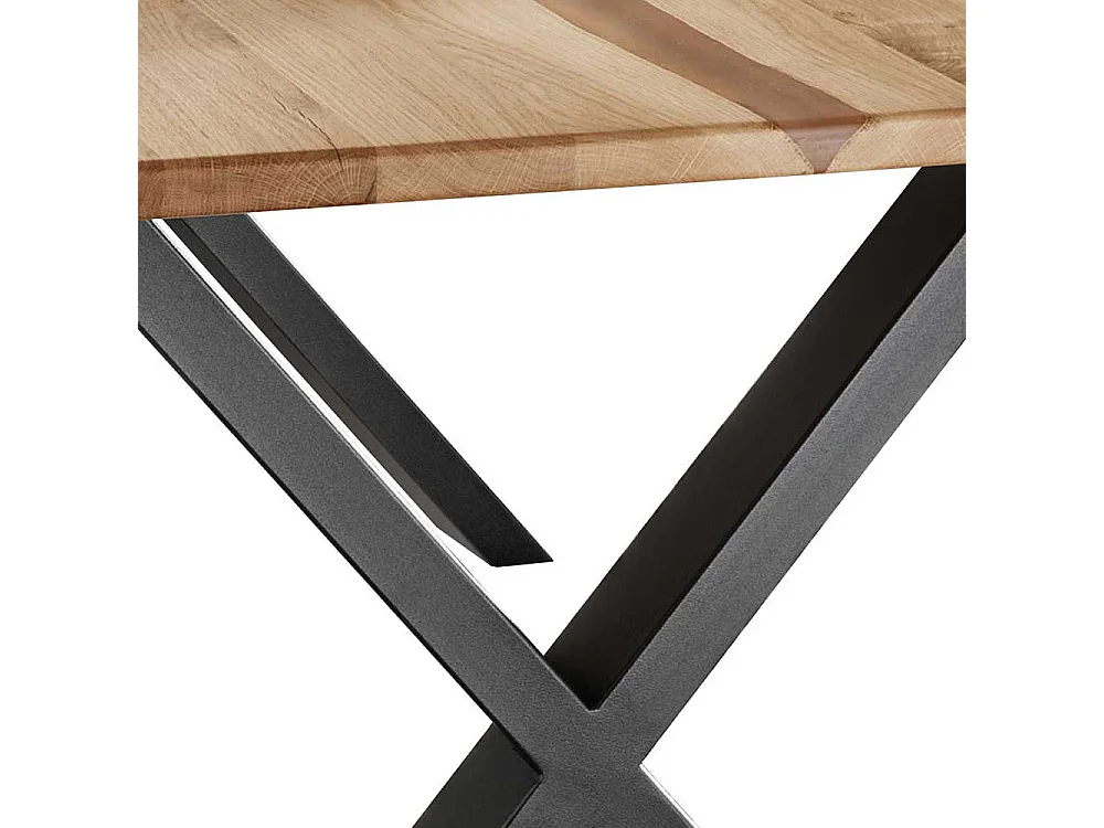 Holztisch Küchentisch mit X Gestell aus Metall