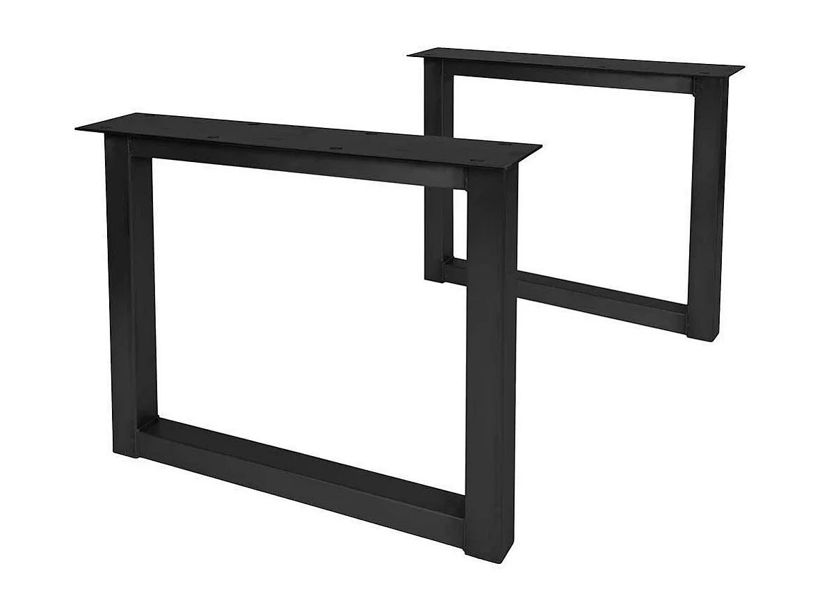 Factory Style Tisch mit Baumkante Tischplatte Bügelgestell schwarz