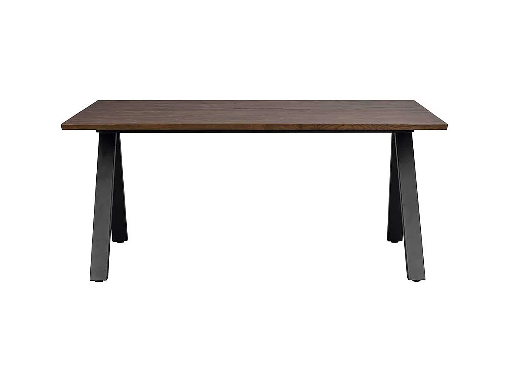 Esstisch aus Eiche Massivholz dunkel Vierfußgestell in Schwarz