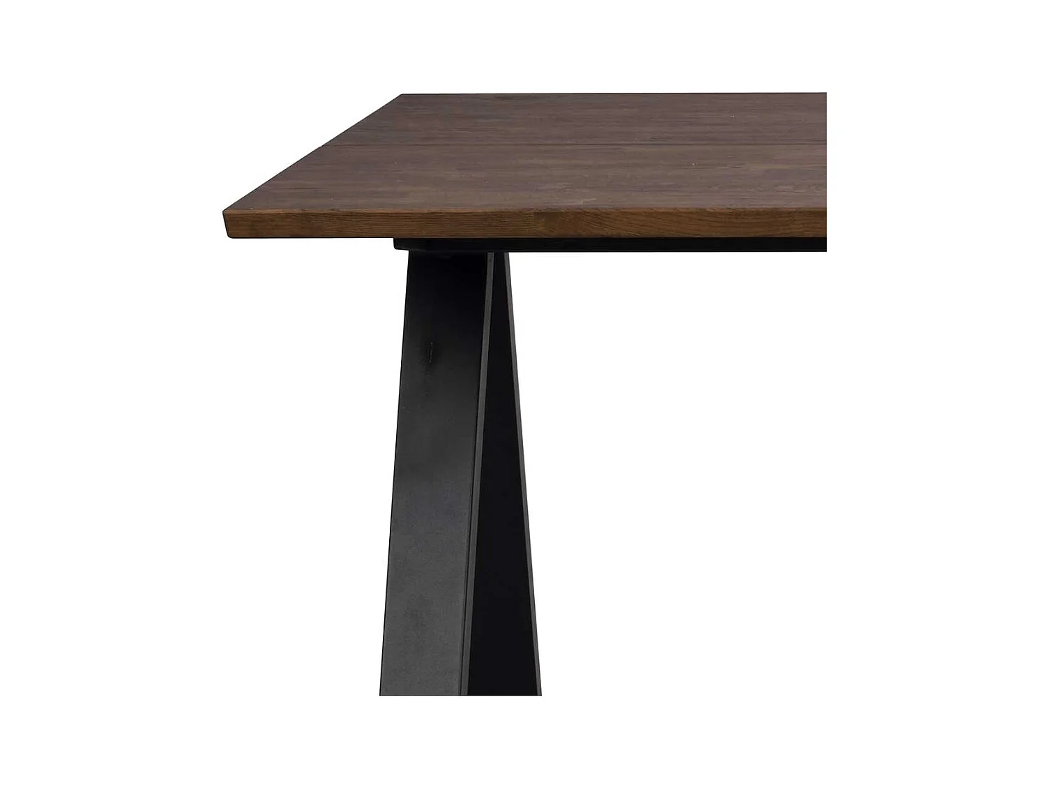 Esstisch aus Eiche Massivholz dunkel Vierfußgestell in Schwarz