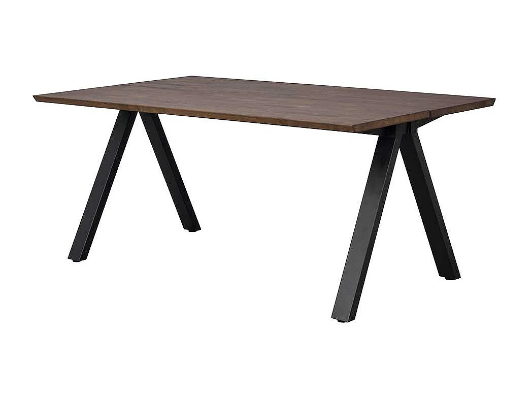 Esstisch aus Eiche Massivholz dunkel Vierfußgestell in Schwarz