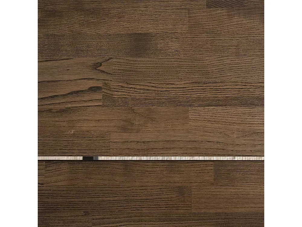 Esstisch aus Eiche Massivholz dunkel Vierfußgestell in Schwarz