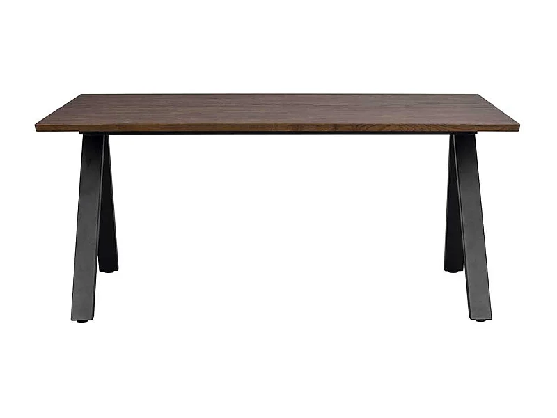 Esstisch aus Eiche Massivholz dunkel Vierfußgestell in Schwarz