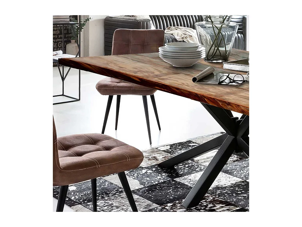 Recyclingholz Esstisch in Bunt und Schwarz Loft Style