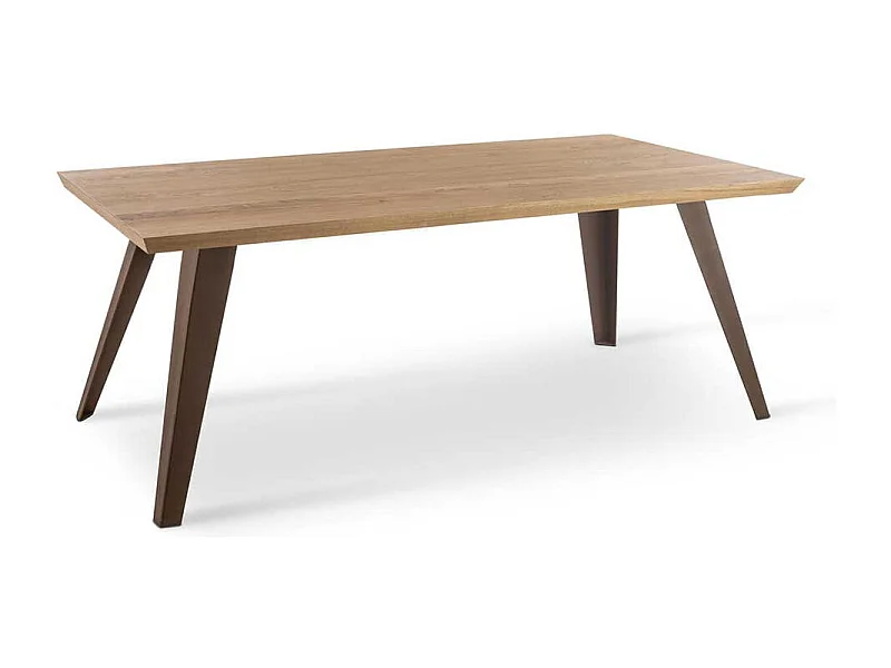 Premium Küchentisch in Eiche furniert Gestell Rostfarben