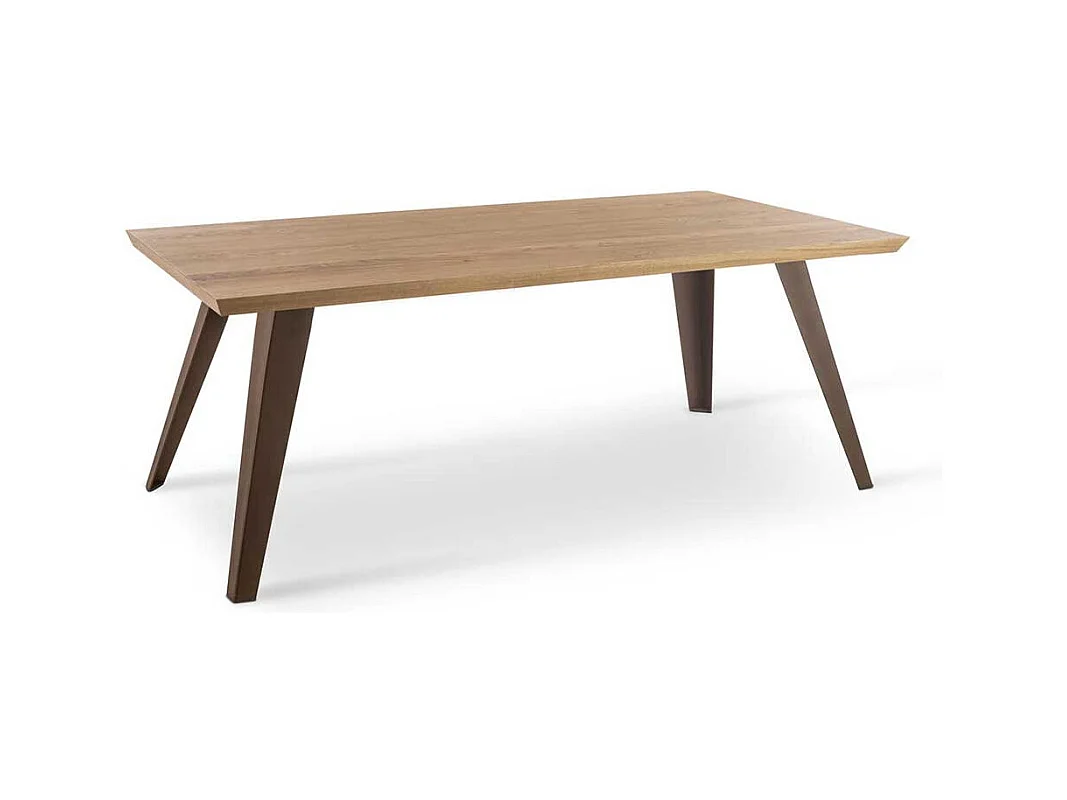 Premium Küchentisch in Eiche furniert Gestell Rostfarben