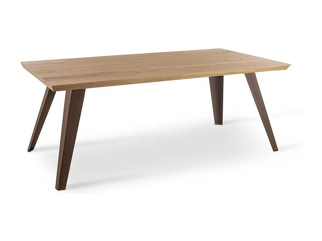 Premium Küchentisch in Eiche furniert Gestell Rostfarben