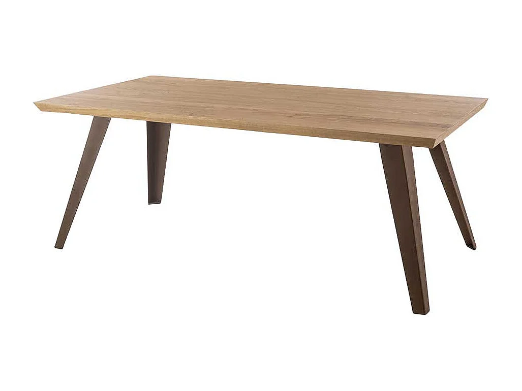 Premium Küchentisch in Eiche furniert Gestell Rostfarben