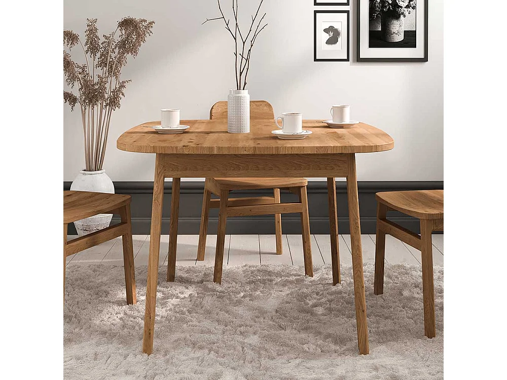 Esstisch Tisch Massivholz aus Wildeiche Massivholz mit Vierfußgestell