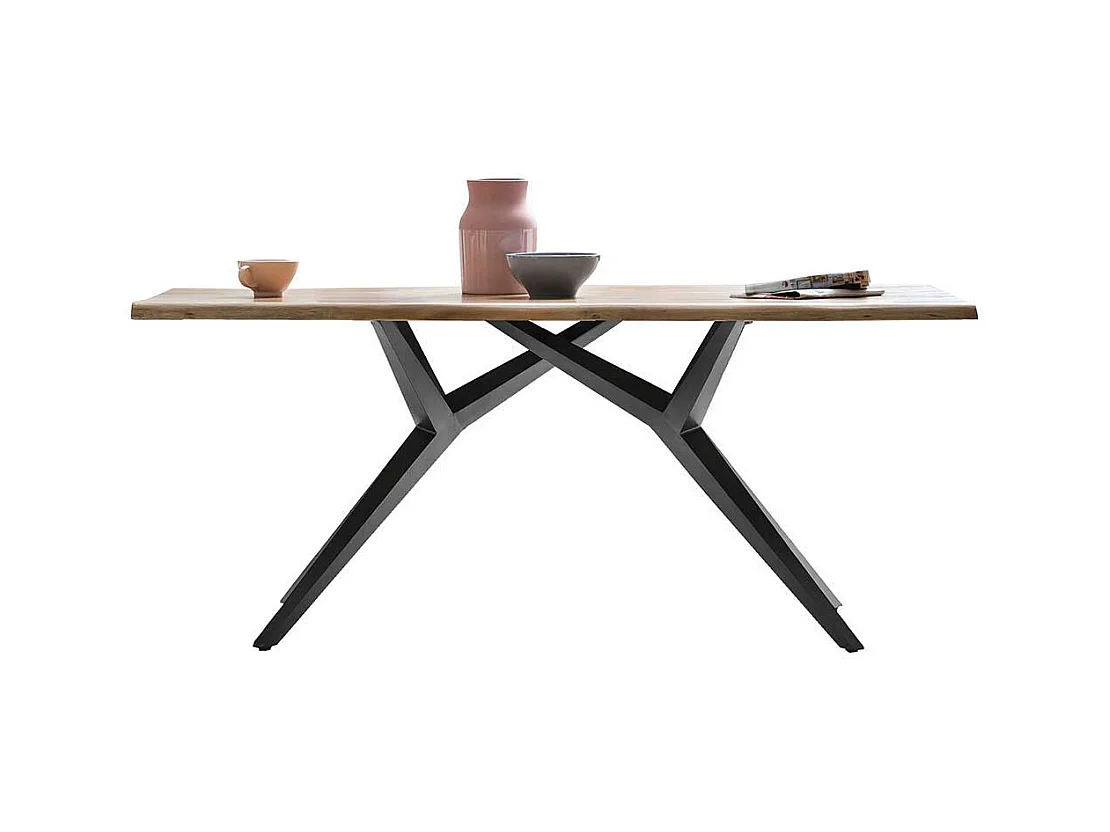 Esstisch aus Akazie Massivholz und Eisen modern