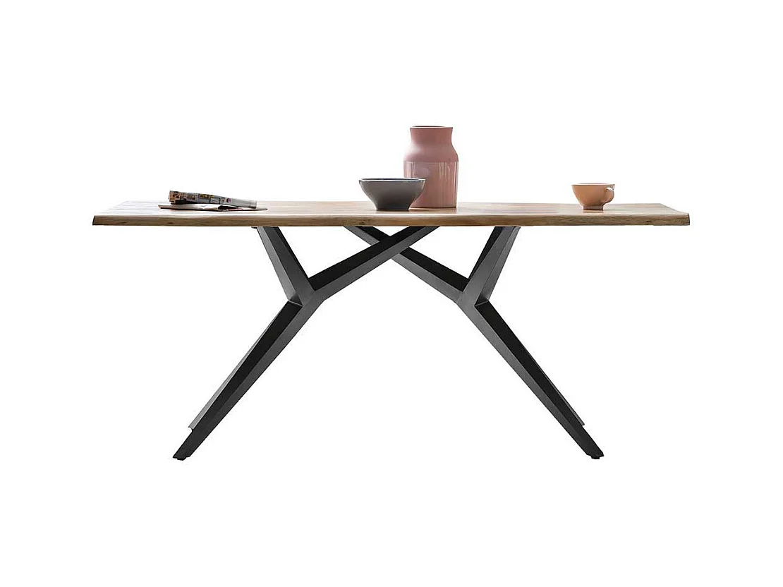 Esstisch aus Akazie Massivholz und Eisen modern