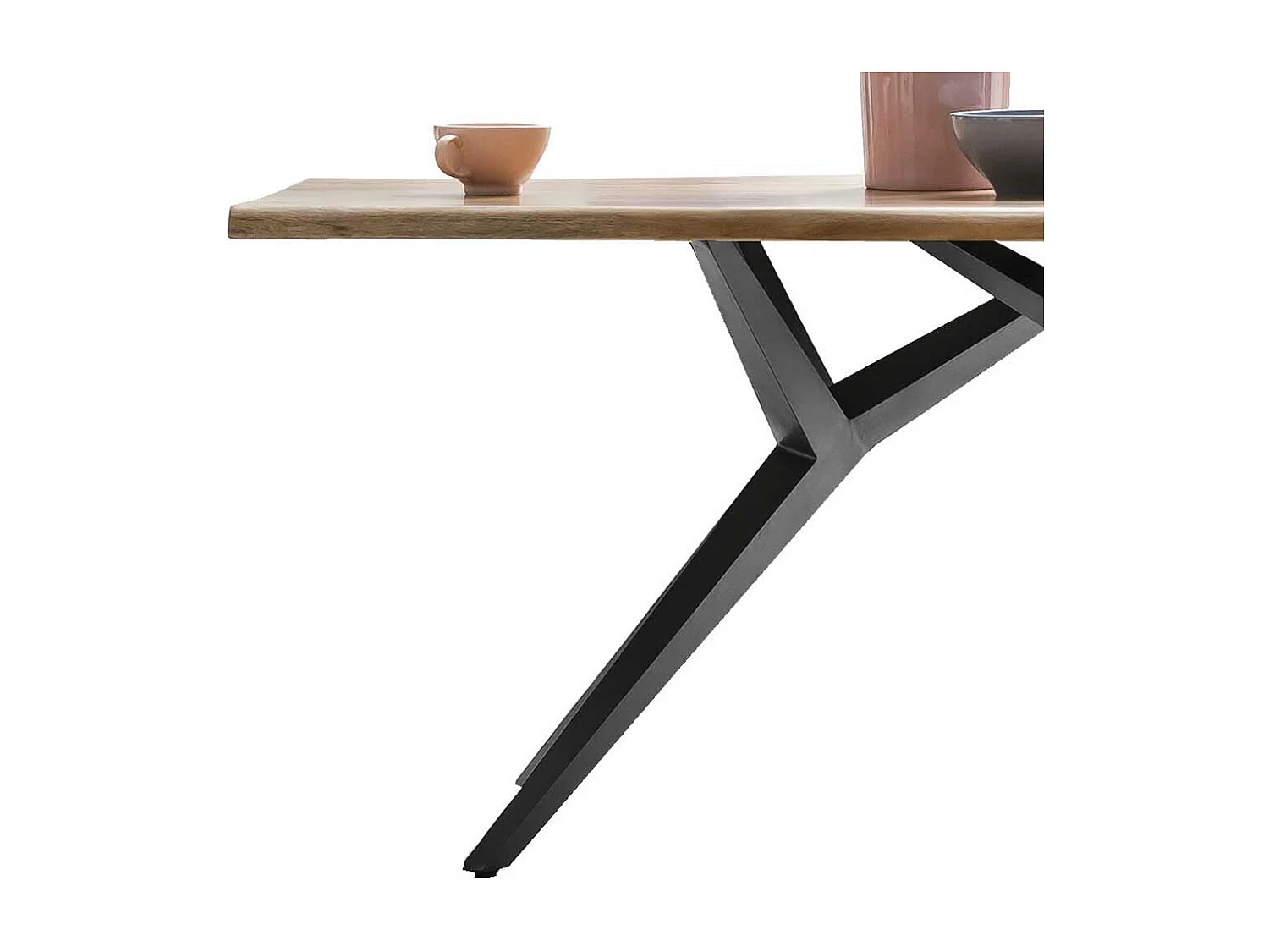 Esstisch aus Akazie Massivholz und Eisen modern