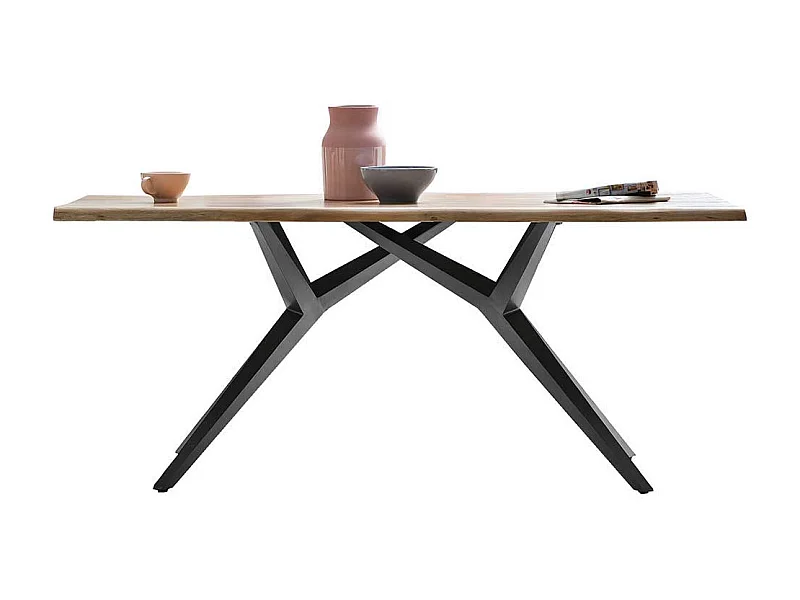 Esstisch aus Akazie Massivholz und Eisen modern