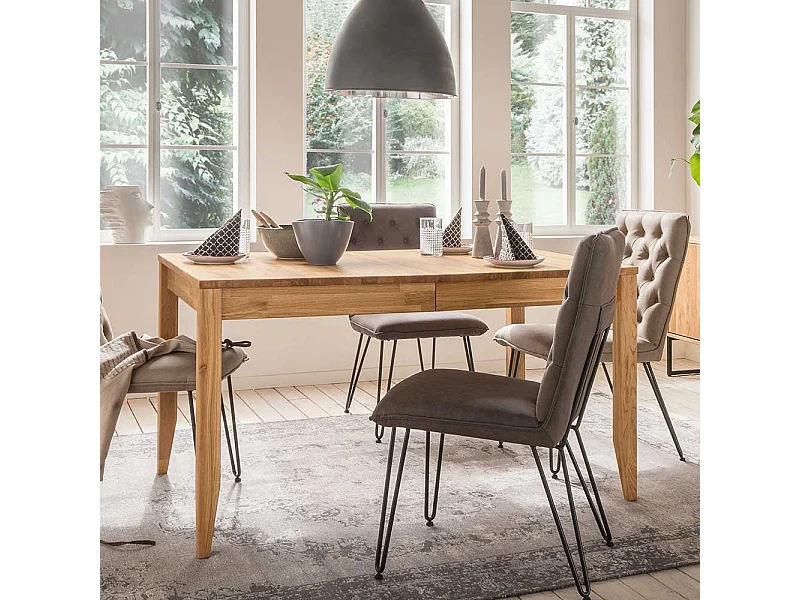 Holztisch aus Eiche Massivholz Mittelauszug