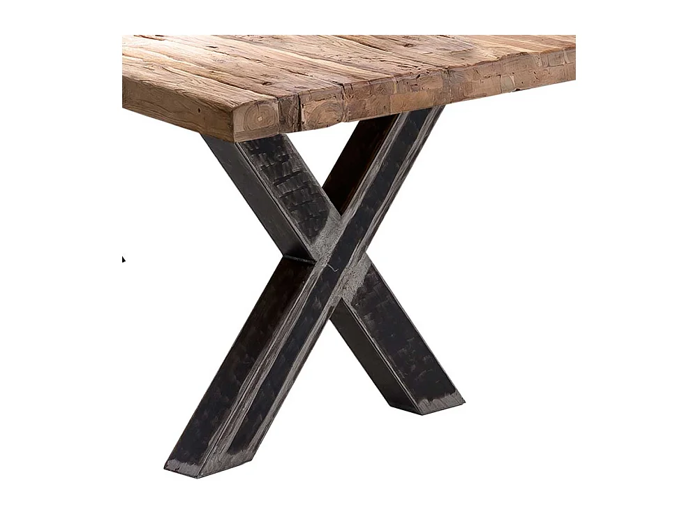 Tisch Esszimmer aus Teak Recyclingholz und Metall upcycling