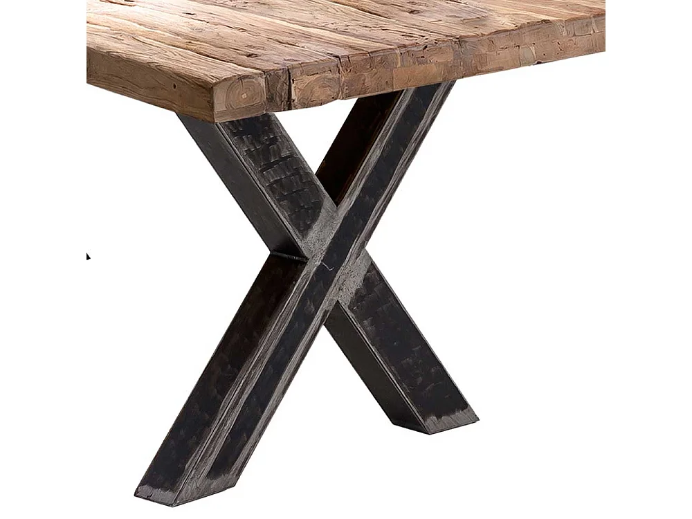 Tisch Esszimmer aus Teak Recyclingholz und Metall upcycling