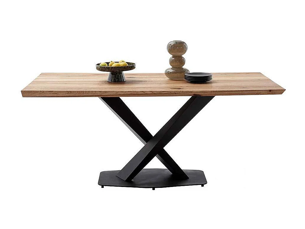 Esstisch in Eichefarben und Schwarz Zerreiche Massivholz