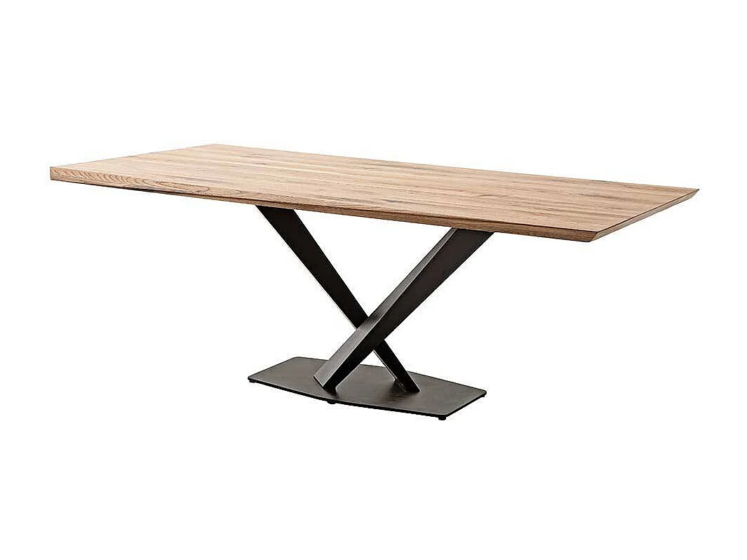 Esstisch in Eichefarben und Schwarz Zerreiche Massivholz