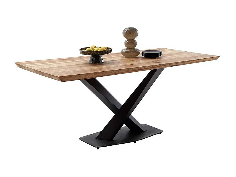 Esstisch in Eichefarben und Schwarz Zerreiche Massivholz