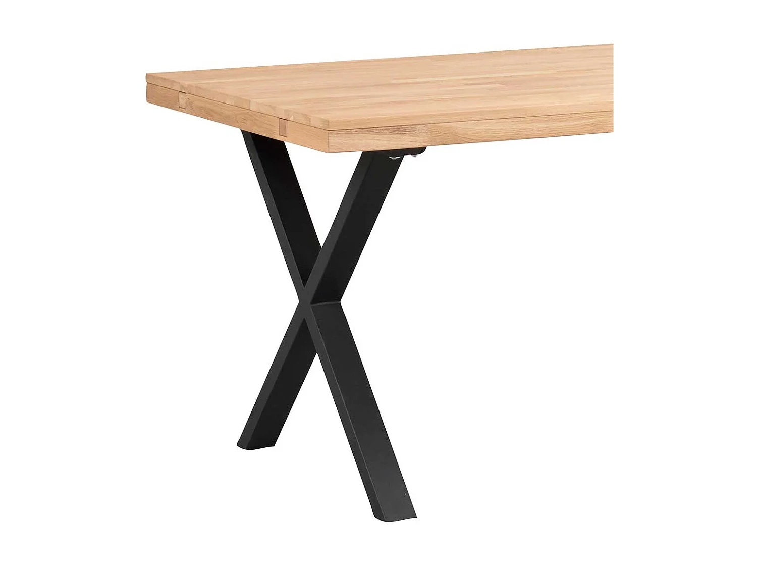 Esszimmertisch aus Eiche Massivholz und Metall 75 cm hoch