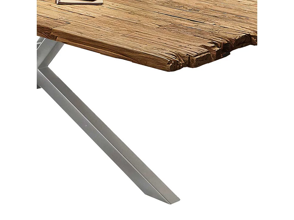 Esszimmertisch aus Teak Recyclingholz Spider Gestell