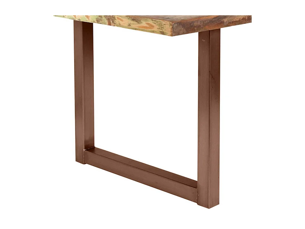 Esszimmertisch aus Recyclingholz Bunt antik Braun Stahl