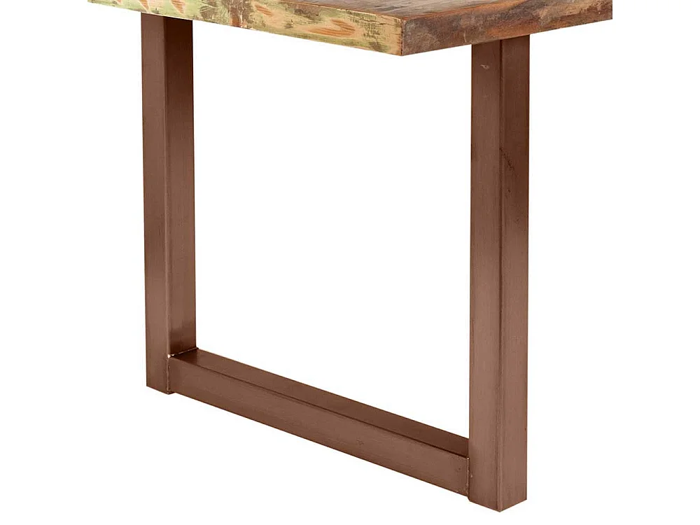 Esszimmertisch aus Recyclingholz Bunt antik Braun Stahl