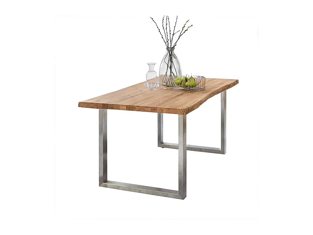 Bügelgestell Tisch im Industry und Loft Stil Eiche Massivholz und Edelstahl