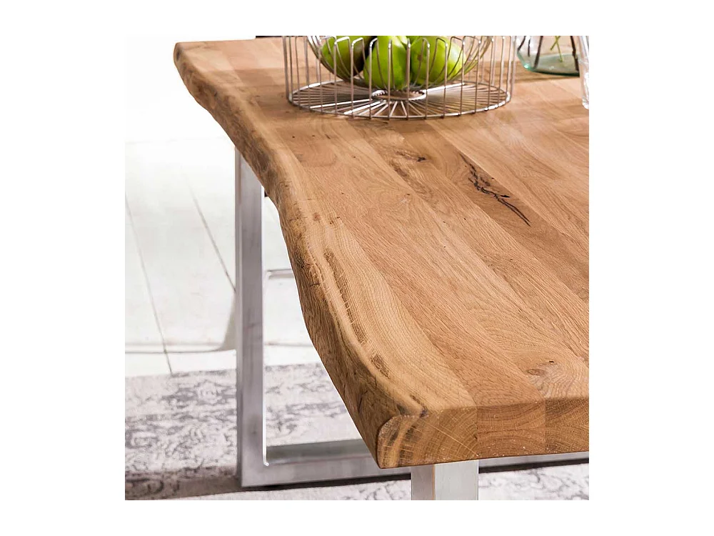 Bügelgestell Tisch im Industry und Loft Stil Eiche Massivholz und Edelstahl