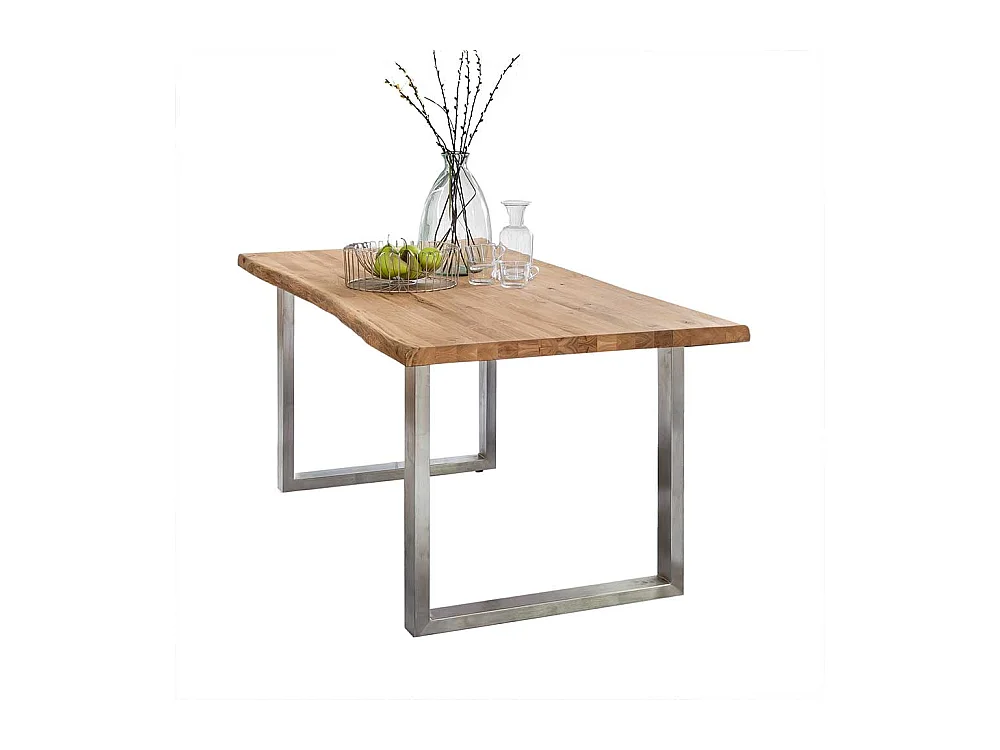 Bügelgestell Tisch im Industry und Loft Stil Eiche Massivholz und Edelstahl