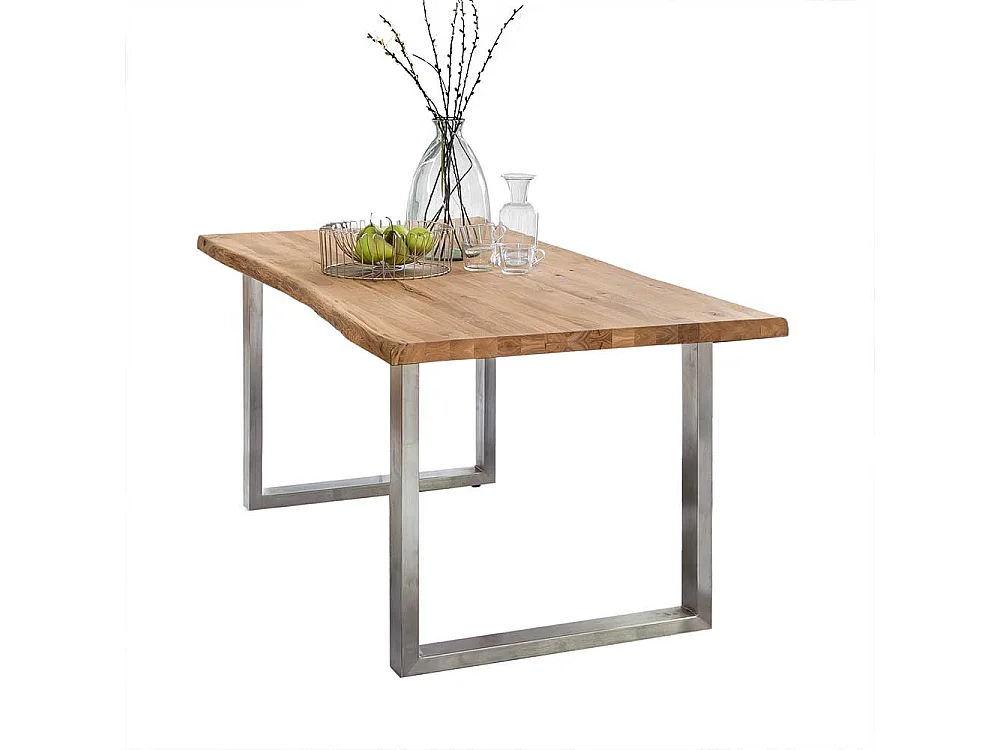 Bügelgestell Tisch im Industry und Loft Stil Eiche Massivholz und Edelstahl