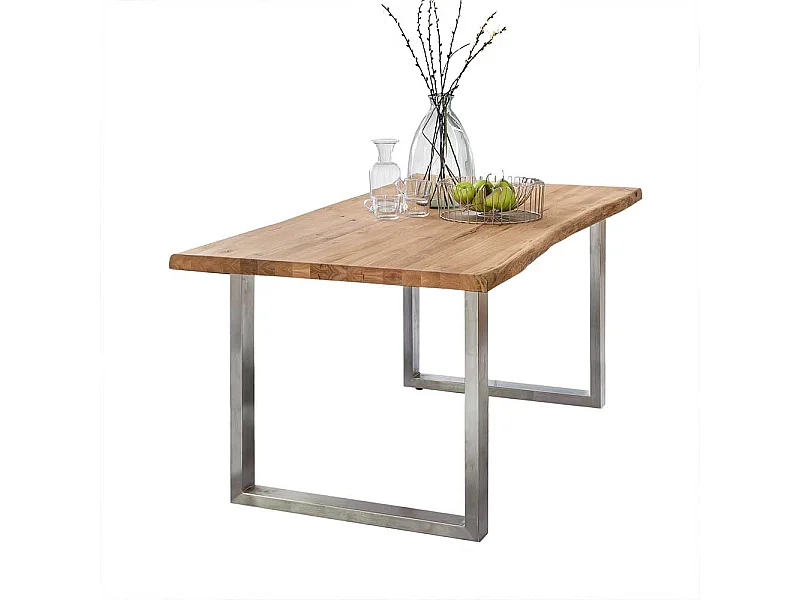 Bügelgestell Tisch im Industry und Loft Stil Eiche Massivholz und Edelstahl